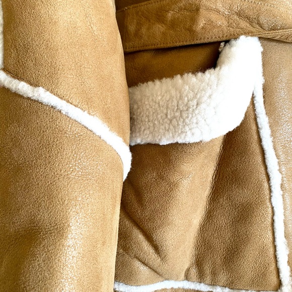 NWT Maje Tan and Cream Lamb Shearling Jacket- Gabelo jacket in Camel size 38 - Picture 6 of 16